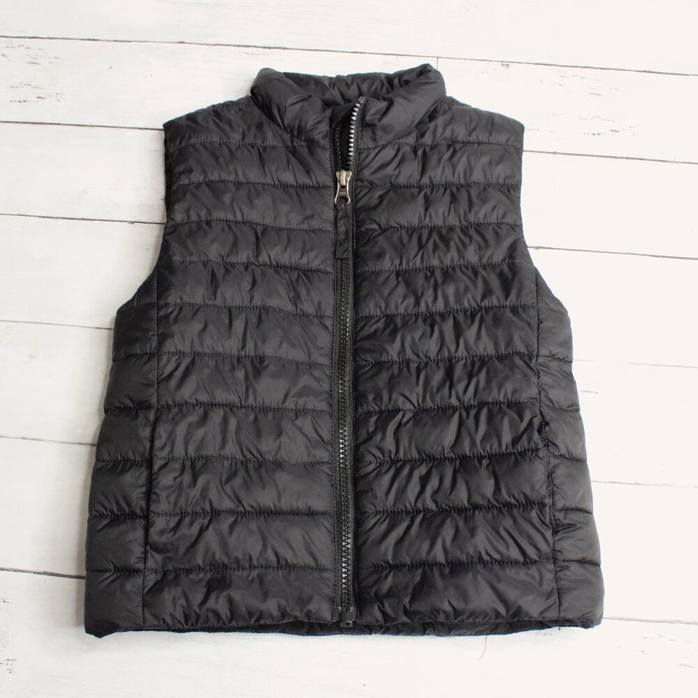 Lands' End Boy's Sleeveless Puffer Jacket Vest Size 4 5 XS Black